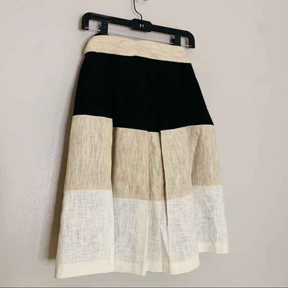 Harve Benard color block neutral Khaki linen A-line skirt Women’s 6 - Picture 3 of 6